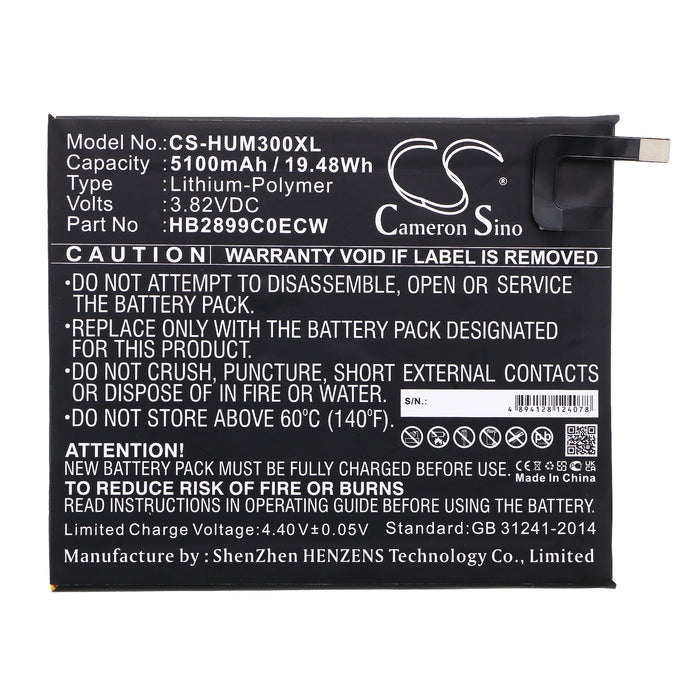 CS-HUM300XL : Battery for Huawei Mediapad M3 TD-LTE, BTV-DL09, BTV-W09 - Replaces Huawei HB2899C0ECW