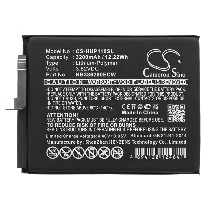 CS-HUP110SL : Battery for Huawei P10, P10 Standard Edition, VTR-L09 and others - Replaces Huawei HB386280ECW, HB386280EBC