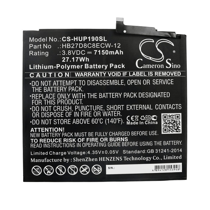 CS-HUP190SL : Battery for Huawei MatePad Pro, MRX-AL09, MRX-AL19 and others - Replaces Huawei HB27D8C8ECW-12