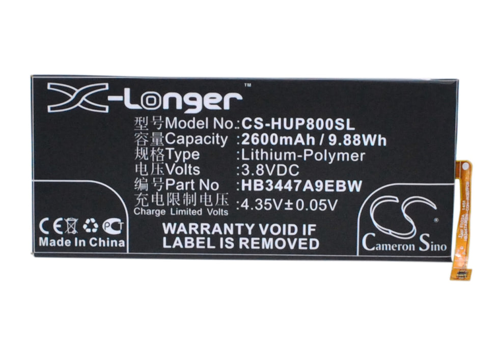 CS-HUP800SL : Battery for Huawei Ascend P8, P8, GRA-L09 and others - Replaces Huawei HB3447A9EBW, HB3447A9EBC