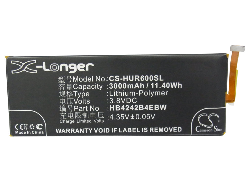 CS-HUR600SL : Battery for Huawei Honor 6, H60-L02, Mulan and others - Replaces Huawei HB4242B4EBW