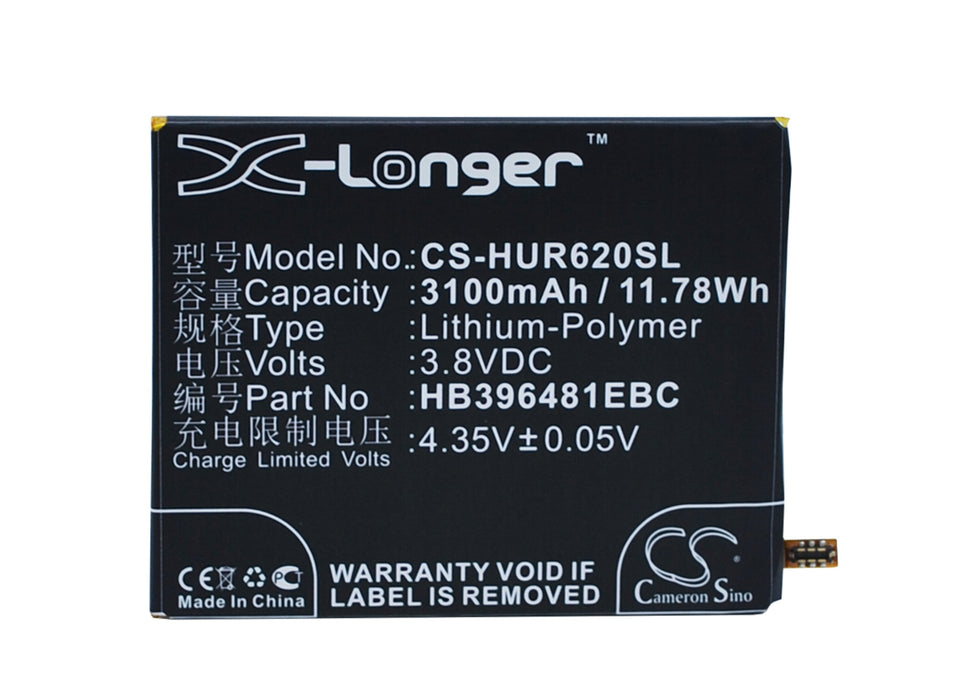 CS-HUR620SL : Battery for Huawei Honor 6 Extreme Edition, Honor 6 H60-L12, HW-H60-J1 and others - Replaces Huawei HB396481EBC, HB396481EBW