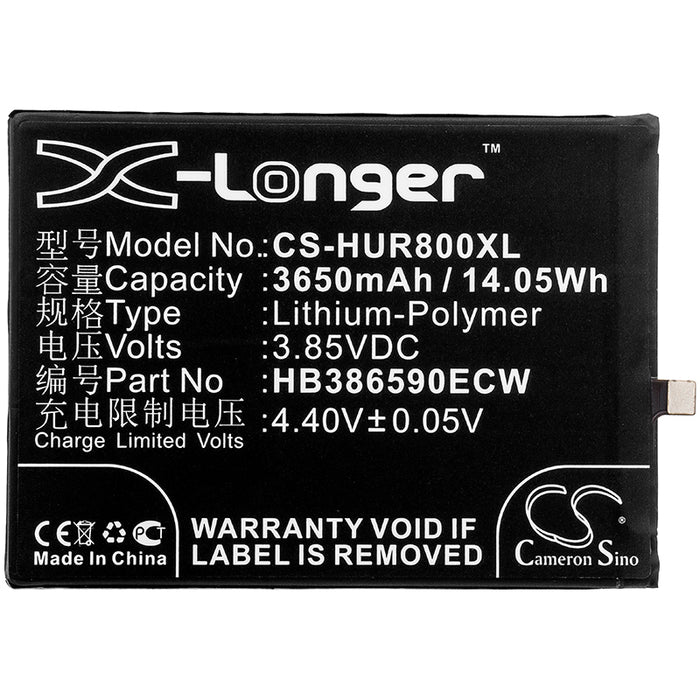 CS-HUR800XL : Battery for Huawei Honor 8X, Honor 8X Dual SIM, JSN-LX3 and others - Replaces Huawei HB386590ECW