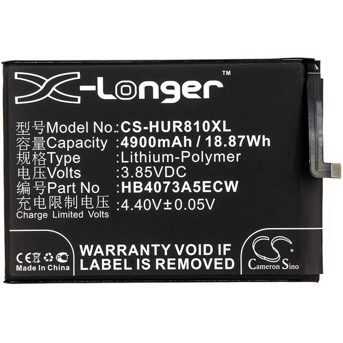 CS-HUR810XL : Battery for Huawei Honor 8X Max, ARE-AL00 - Replaces Huawei HB4073A5ECW