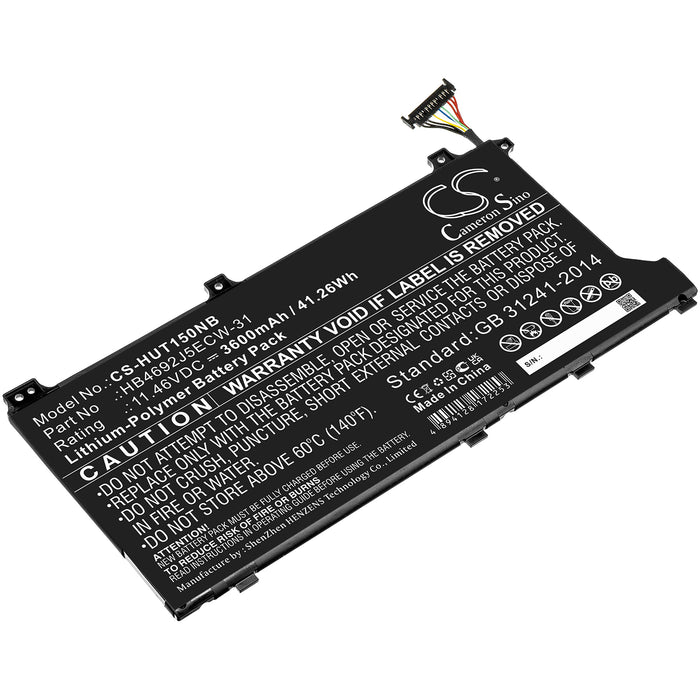 CS-HUT150NB : Battery for Huawei MateBook D 15 2020, MateBook D 15, MateBook D 15-53010TUY and others - Replaces Huawei HB4692J5ECW-31