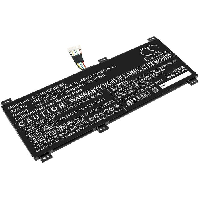 CS-HUW290SL : Battery for Huawei MateBook D 16, HBL-W29, MagicBook Pro 2020 and others - Replaces Huawei HB6081V1ECW-41B, HB6081V1ECW-41