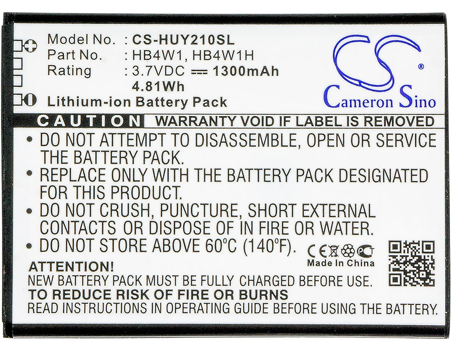 CS-HUY210SL : Battery for Huawei Ascend Y210, Ascend Y210C, Ascend Y210-0151 and others - Replaces Huawei HB4W1, HB4W1H