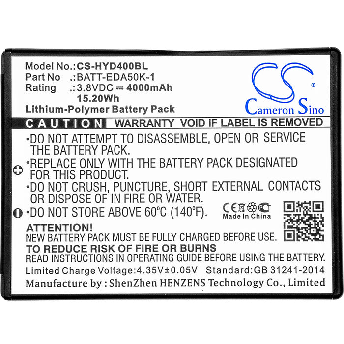 CS-HYD400BL : Battery for Honeywell Scanpal EDA50K, Scanpal EDA40, EDA50 and others - Replaces Honeywell BATT-EDA40-1, BAT-EDA50, BAT-EDA50US and others