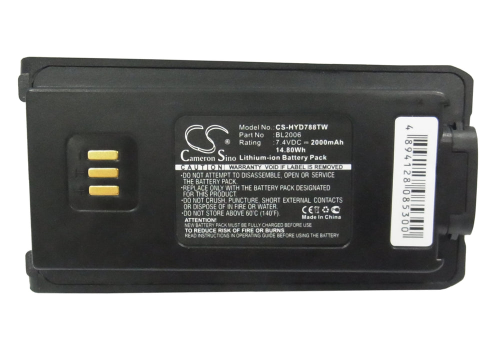 CS-HYD788TW : Battery for HYT DMR PD-702, PD-502, PD-700 and others - Replaces HYT BL2006Li, BL2006, BL2008 and others