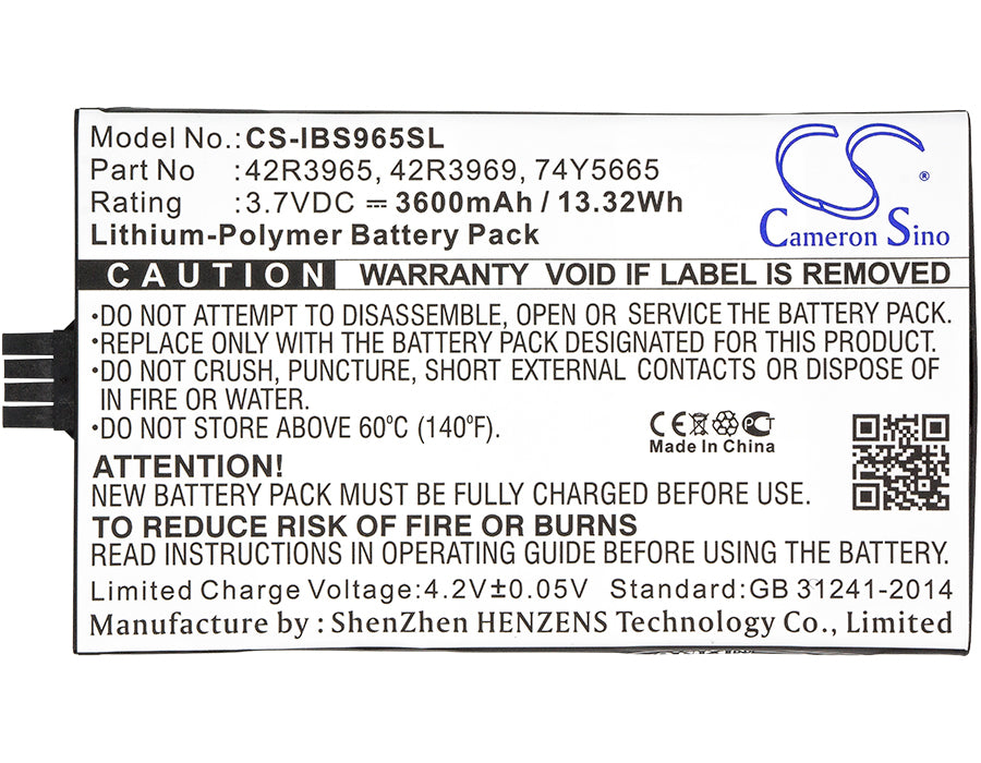 CS-IBS965SL : Battery for IBM 571F, 572F, 5739 and others - Replaces IBM 42R3965, 74Y5665, 42R3969