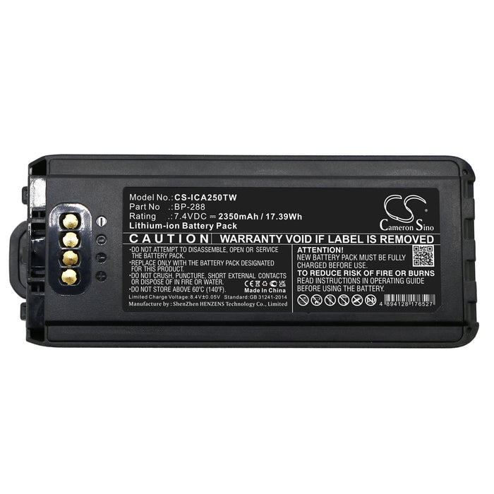 CS-ICA250TW : Battery for Icom IC-A25, IC-A25N, IC-A25NE and others - Replaces Icom BP-288