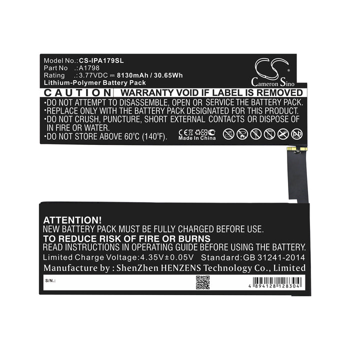 CS-IPA179SL : Battery for Apple iPad Pro 10.5", MQDT2LL/A, iPad Pro 10.5 2017 and others - Replaces Apple A1798