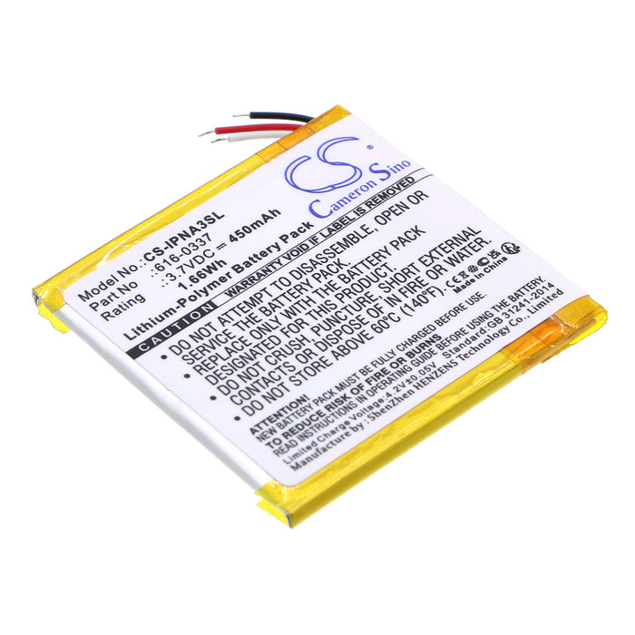 CS-IPNA3SL : Battery for Apple iPod Nano 3rd 4GB, iPod Nano 3rd 8GB, iPod Nano G3 4GB and others - Replaces Apple 616-0337, 616-0311, 616-0333