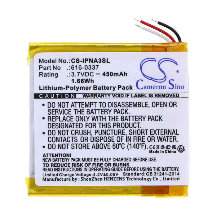 CS-IPNA3SL : Battery for Apple iPod Nano 3rd 4GB, iPod Nano 3rd 8GB, iPod Nano G3 4GB and others - Replaces Apple 616-0337, 616-0311, 616-0333