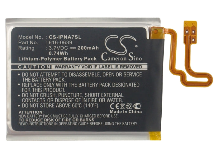 CS-IPNA7SL : Battery for Apple iPod Nano 7th, iPod Nano 7, A1446 - Replaces Apple 616-0639, 616-0640