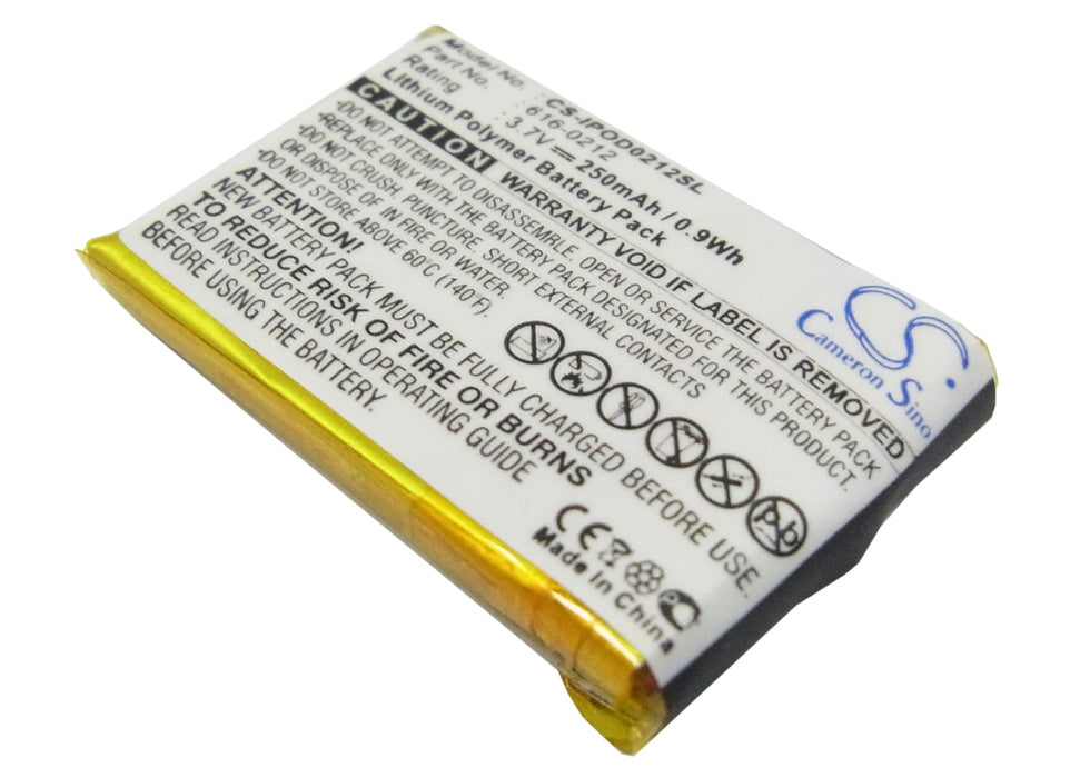 CS-IPOD0212SL : Battery for Apple iPOD Shuffle, iPOD Shuffle MB523LL/A, iPOD Shuffle MB686LL/A and others - Replaces Apple 616-0212