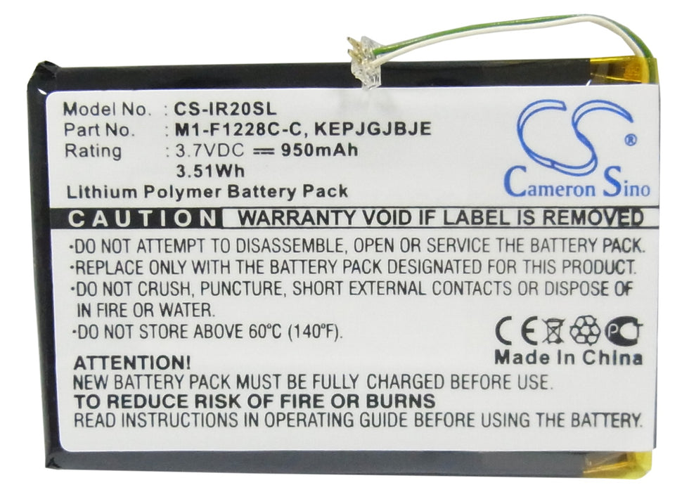 CS-IR20SL : Battery for iRiver Clix Plus, U20, REI-iriverclix2 and others - Replaces iRiver M1-F1228C-C, KEPJGJBJE, KEPJGJGAC