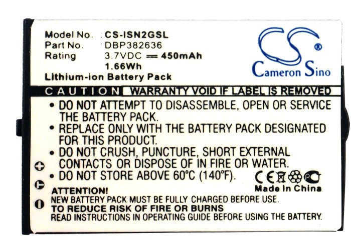 CS-ISN2GSL : Battery for INSIGNIA NS-DA1G, NS-DA2G 1GB, NS-DA2G 2GB - Replaces INSIGNIA DBP382636