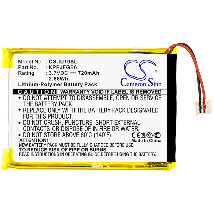 CS-IU10SL : Battery for iRiver U10, U10CT, Clix 2GB and others - Replaces iRiver KPPJFGB6