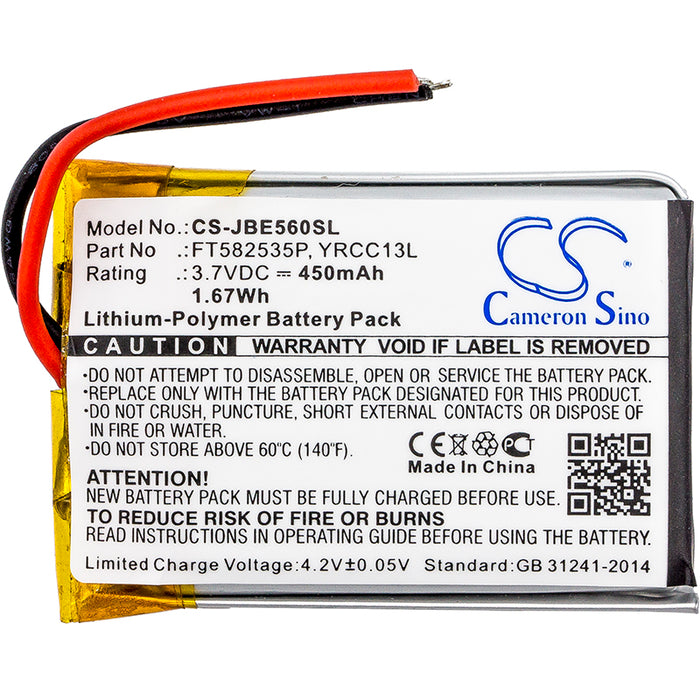 CS-JBE560SL : Battery for JBL J56BT - Replaces JBL FT582535P, YRCC13L