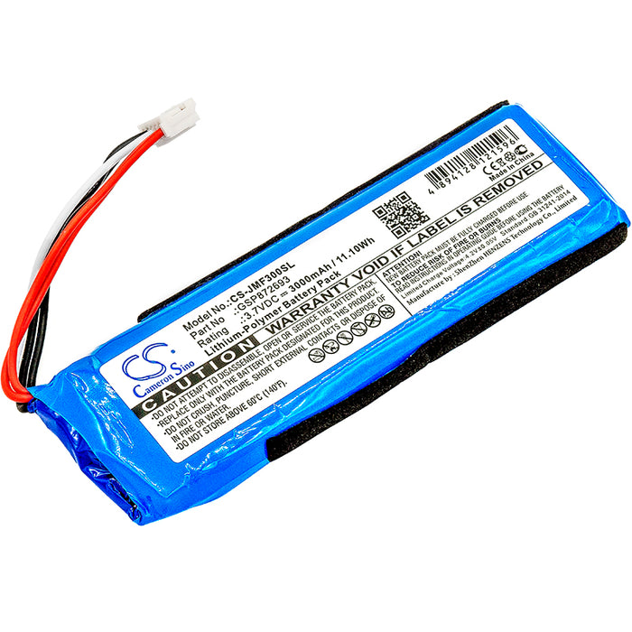 CS-JMF300SL : Battery for JBL Flip 3, JBLFLIP3GRAY, Flip 3 Splashproof and others - Replaces JBL GSP872693, P763098 03, GSP872693 02