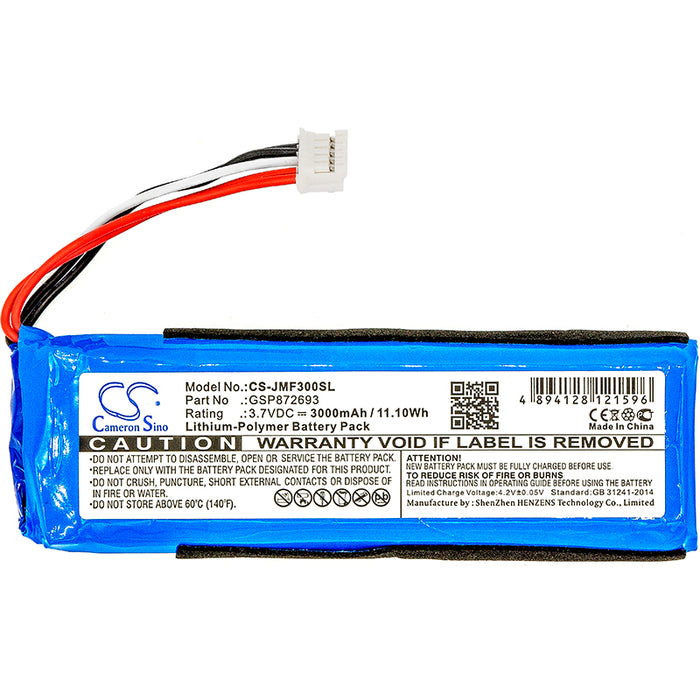 CS-JMF300SL : Battery for JBL Flip 3, JBLFLIP3GRAY, Flip 3 Splashproof and others - Replaces JBL GSP872693, P763098 03, GSP872693 02