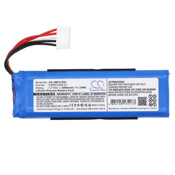 CS-JMF310SL : Battery for JBL Flip 4, Flip 4 Special Edition - Replaces JBL GSP872693 01, GSP872693 03A, P763098 03A