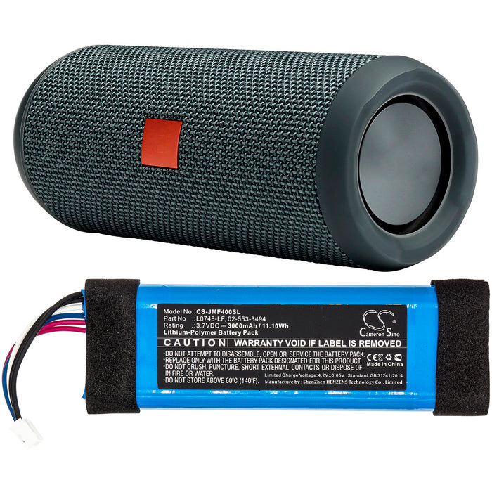 CS-JMF400SL : Battery for JBL Flip Essential, Flip 3 Stealth Edition, Flip 3 SE - Replaces JBL L0748-LF, 02-553-3494, GSP872693