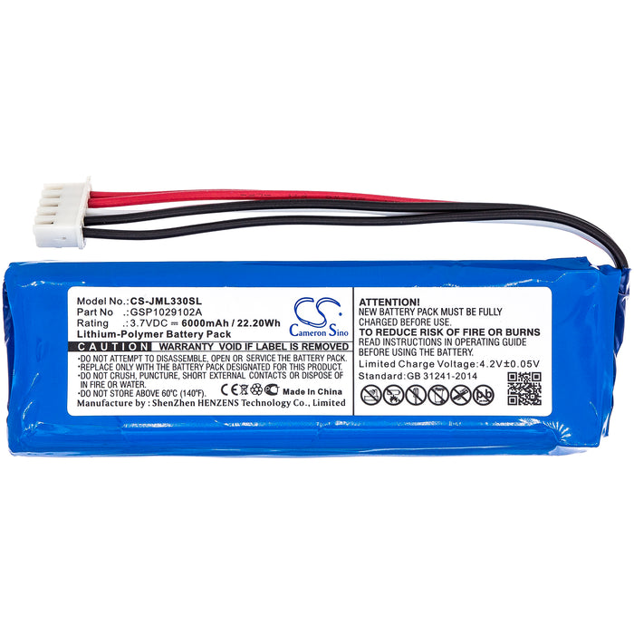 CS-JML330SL : Battery for JBL Charge 3, Charge 3 Stealth Edition - Replaces JBL GSP1029102A