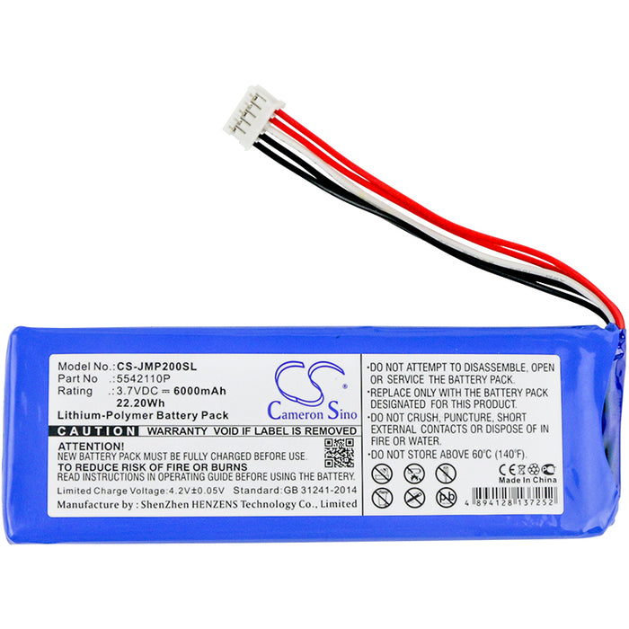 CS-JMP200SL : Battery for JBL Pulse 2, Pulse II, PULSE2BLKUS - Replaces JBL 5542110P