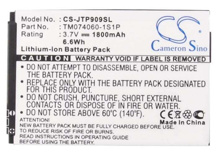 CS-JTP909SL : Battery for JCB Toughphone Pro-Smart, Toughphone TP909, TP909 and others - Replaces JCB TM074060-1S1P