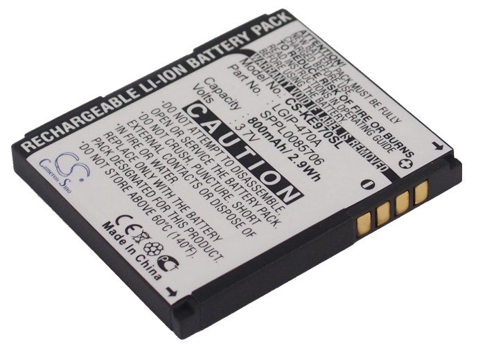 CS-KE970SL : Battery for LG KE970, KE970U, KU970 and others - Replaces LG LGIP-470A, SPPL0085706, SBPL0085702