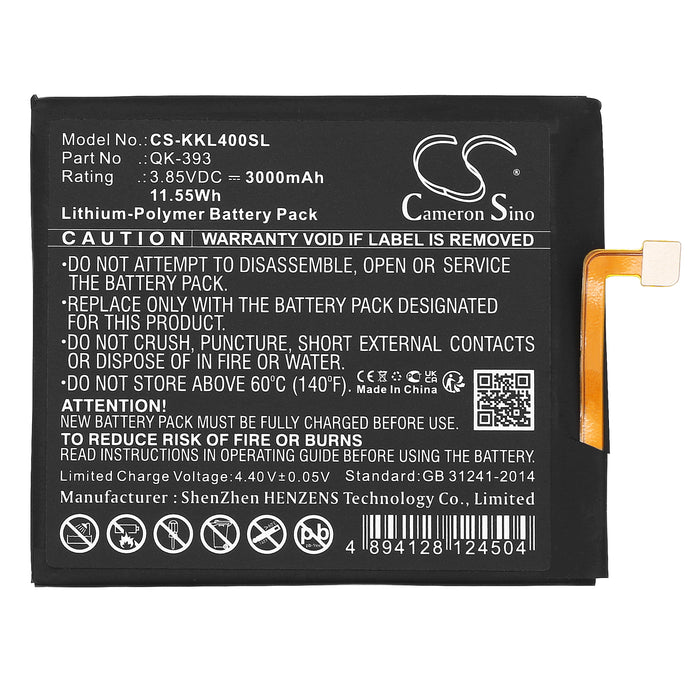 CS-KKL400SL : Battery for QiKU 360 N4, 360 N4 LTE Dual SIM, 1503-A01 and others - Replaces QiKU QK-393