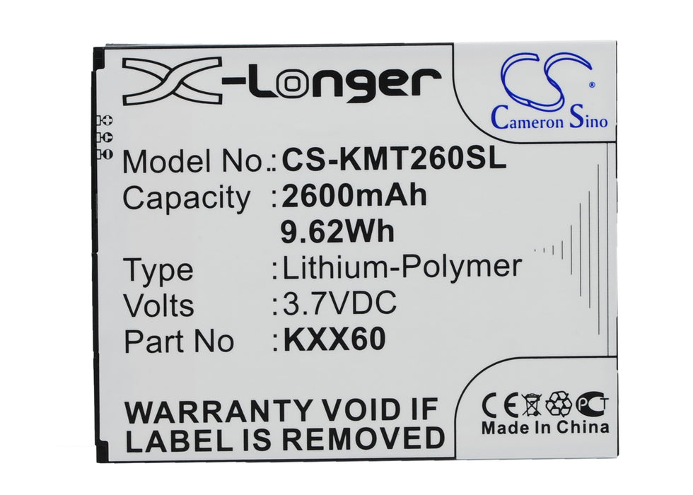 CS-KMT260SL : Battery for KAZAM Trooper2 6.0, Trooper 6.0, Trooper 2 X6.0 - Replaces KAZAM KXX60, KXX60-FHABC009886