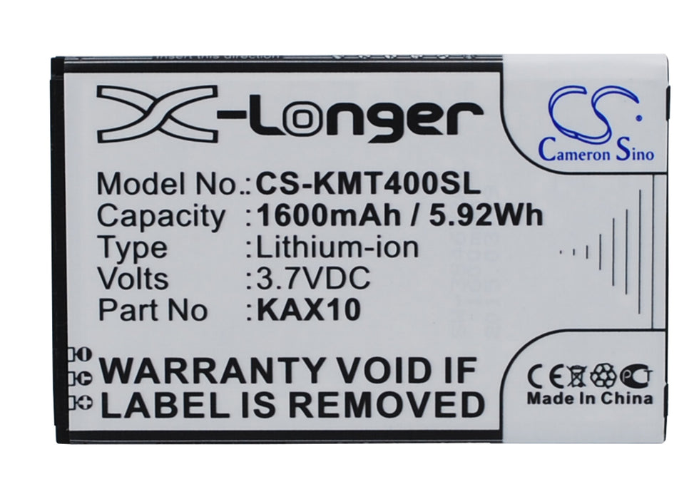 CS-KMT400SL : Battery for KAZAM Trooper X4.0 - Replaces KAZAM KAX10, KAX10MXJAK038738, KAX40