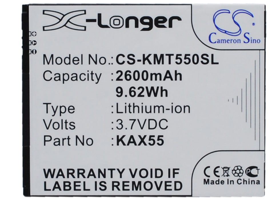 CS-KMT550SL : Battery for KAZAM Trooper X5.5 - Replaces KAZAM KAX55, KAX55-BKBAK007752