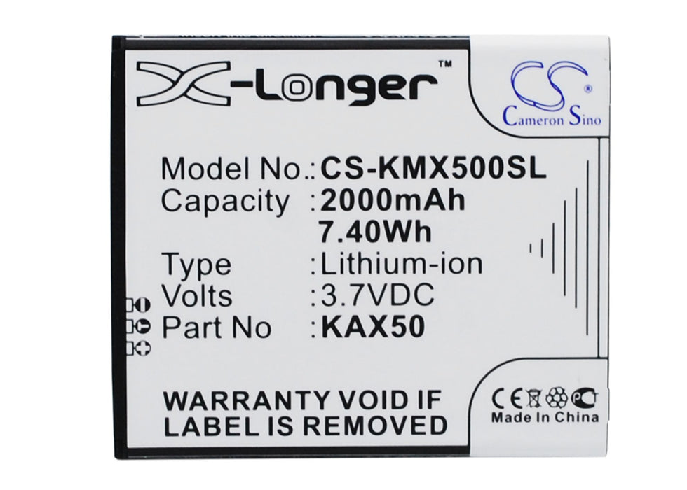 CS-KMX500SL : Battery for KAZAM Trooper X5.0 - Replaces KAZAM KAX50, KAX50-XJFAL009330