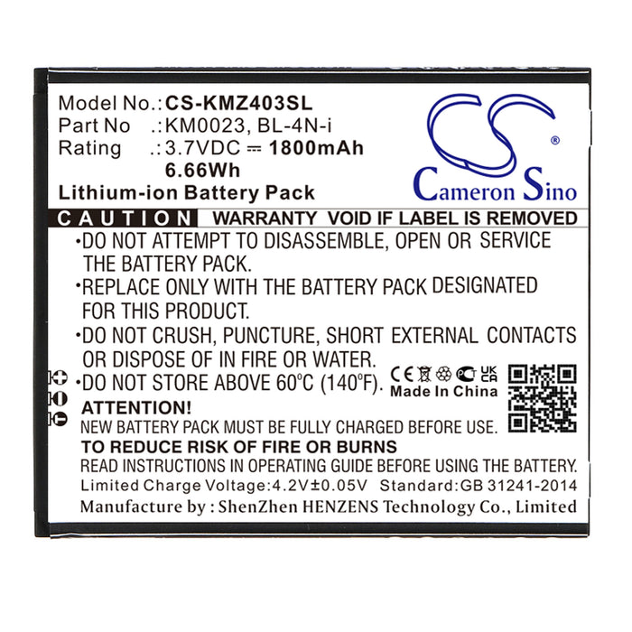 CS-KMZ403SL : Battery for Kruger&Matz Live, KM0403, KM0404 and others - Replaces Kruger&Matz KM0023, BL-4N-i