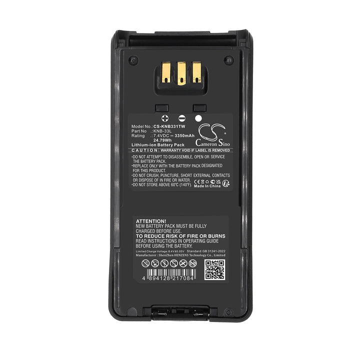 CS-KNB331TW : 7.4v 3350mAh Li-ION battery, replaces Kenwood KNB-33L, KNB-41NC, etc