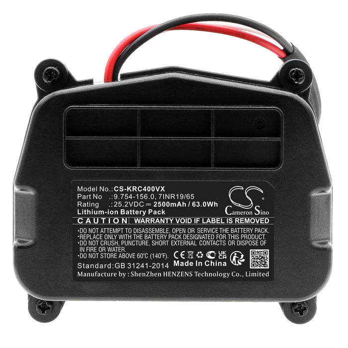 CS-KRC400VX : Battery for Karcher VC4 - Replaces Karcher 9.754-156.0, 7INR19/65