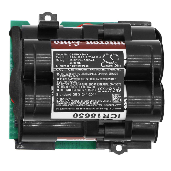 CS-KRC430VX : Battery for Karcher VC 4i, VC 4i Plus, VC 4i Cordless and others - Replaces Karcher 9.764-882.0, 9.764-938.0