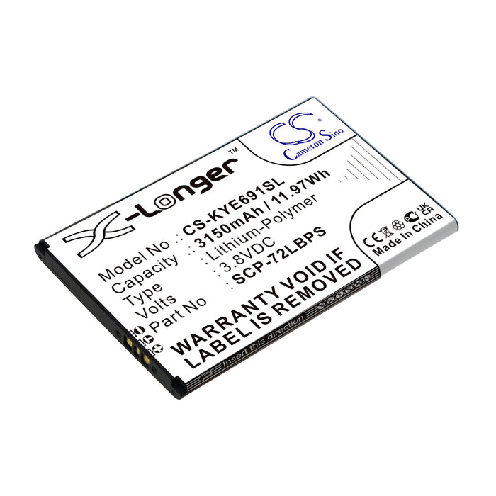 CS-KYE691SL : Battery for Kyocera DuraForce Pro 2, E6910, E6920 - Replaces Kyocera SCP-72LBPS, 5AAXBT122JAA