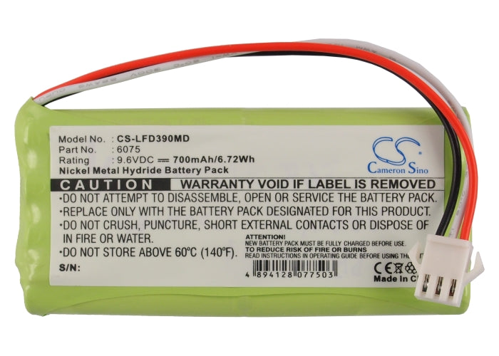 CS-LFD390MD : Battery for Toitu FD390 Doppler, FD390 - Replaces Toitu 6075