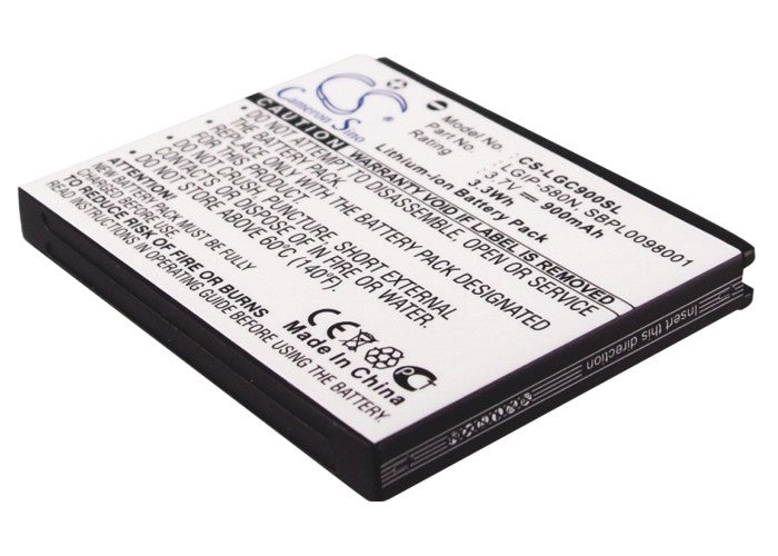 CS-LGC900SL : Battery for Telstra GC900f, GC-900f - Replaces LG LGIP-580N, SBPL0098001, SBPL0098701