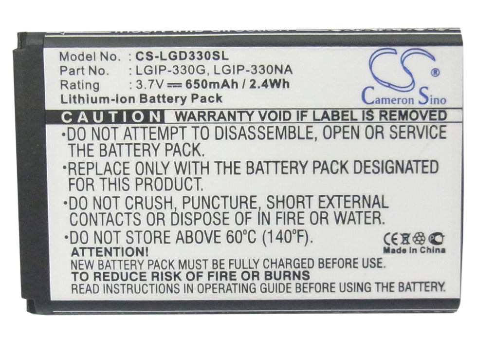 CS-LGD330SL : Battery for LG GD350, GB230, GB220 - Replaces LG LGIP-330NA