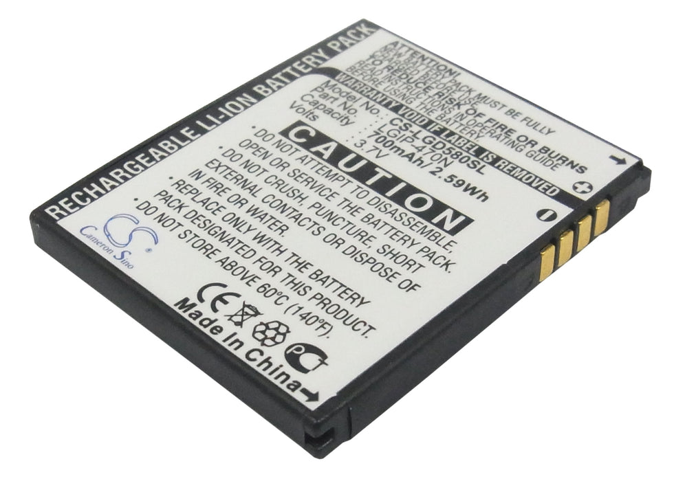 CS-LGD580SL : Battery for LG GD580, GD580 Lollitop - Replaces LG LGIP-470N, SBPL0098601