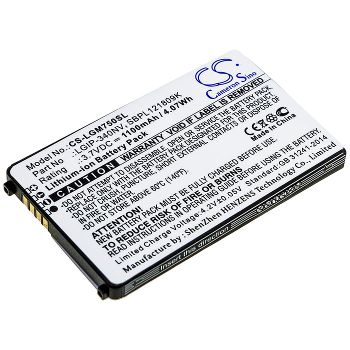 CS-LGM750SL : Battery for LG GM750, Layla, Eigen and others - Replaces LG LGIP-340NV, SBPL121809K, SBPP0026903 and others