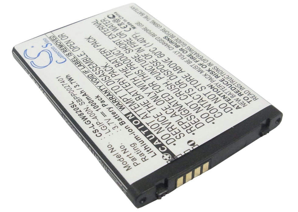 CS-LGW820SL : Battery for LG GW820, eXpo GW820, GW825 and others - Replaces LG SBPP0027401, LGIP-400N