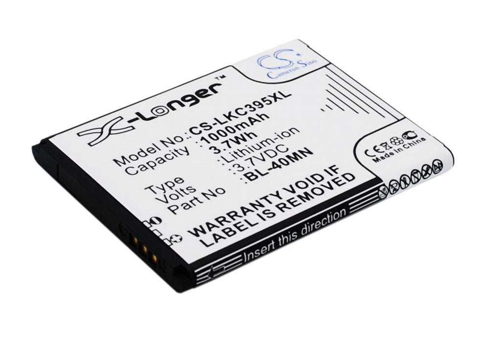 CS-LKC395XL : Battery for LG Xpression C395, Xpression C395C, C395C and others - Replaces LG BL-40MN, EAC61700902