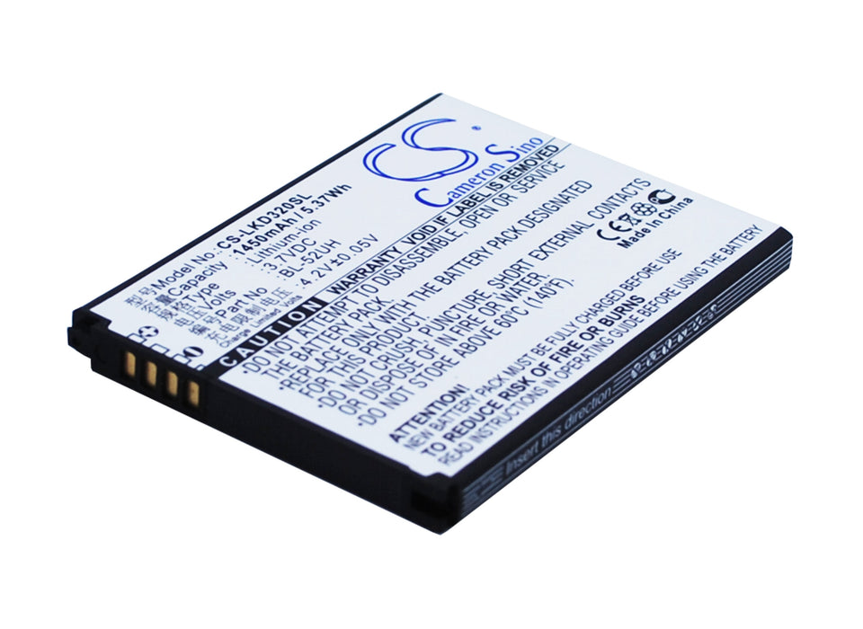 CS-LKD320SL : Battery for LG D320, MS323, D325 and others - Replaces LG BL-52UH, EAC62258202, BL-52UHB